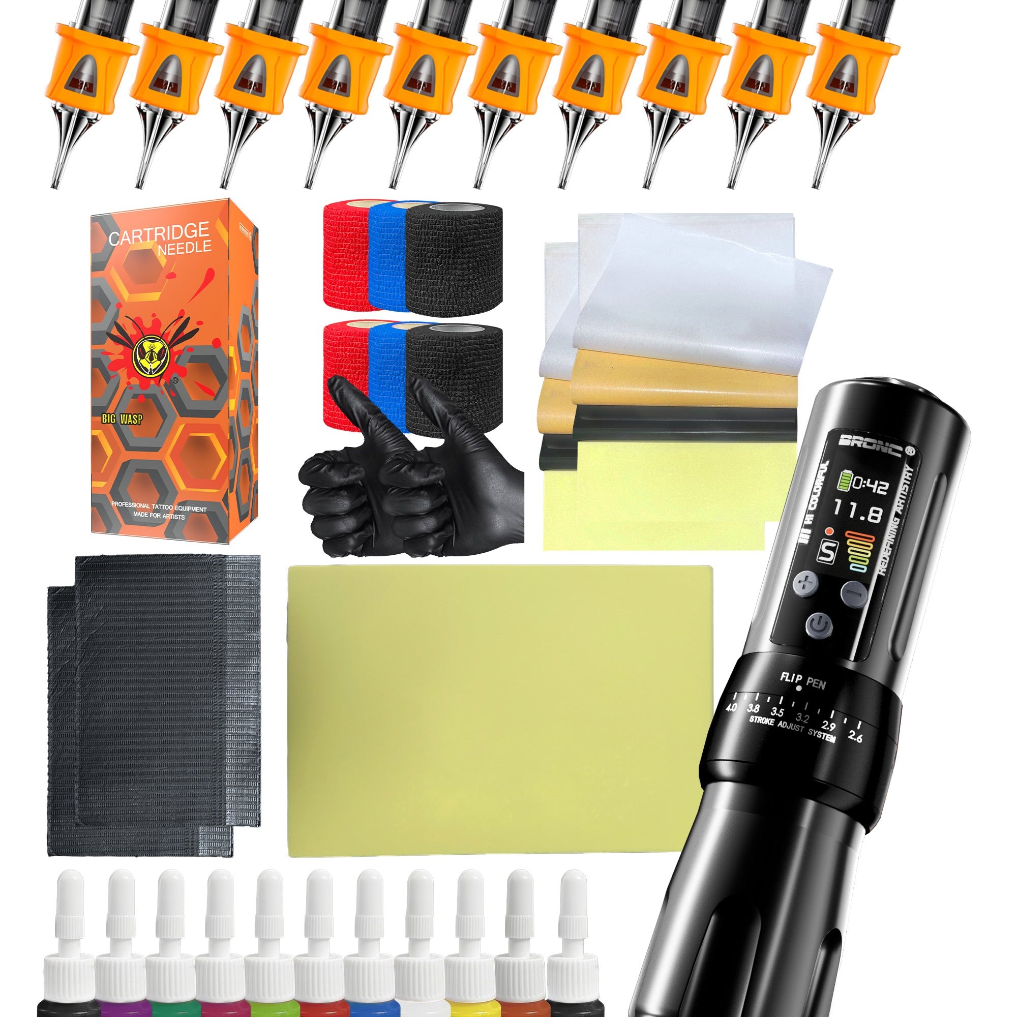 bronc professional tattoo kit with bigwasp cartridges