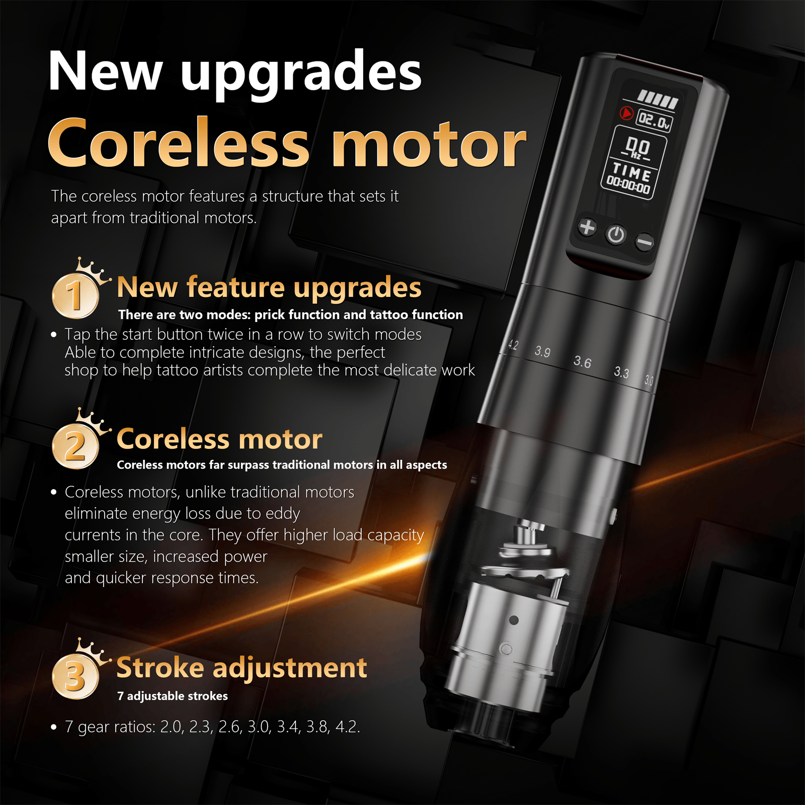 V77 Professional Tattoo Pen V77 Wireless Tattoo Pen for SMP | Adjustable Stroke & Frequency Control