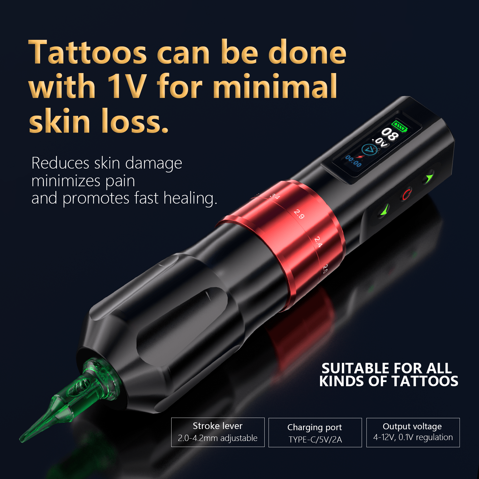 V78 Professional Tattoo Pen V78 Wireless Tattoo Pen for SMP | Adjustable Stroke & Frequency Control