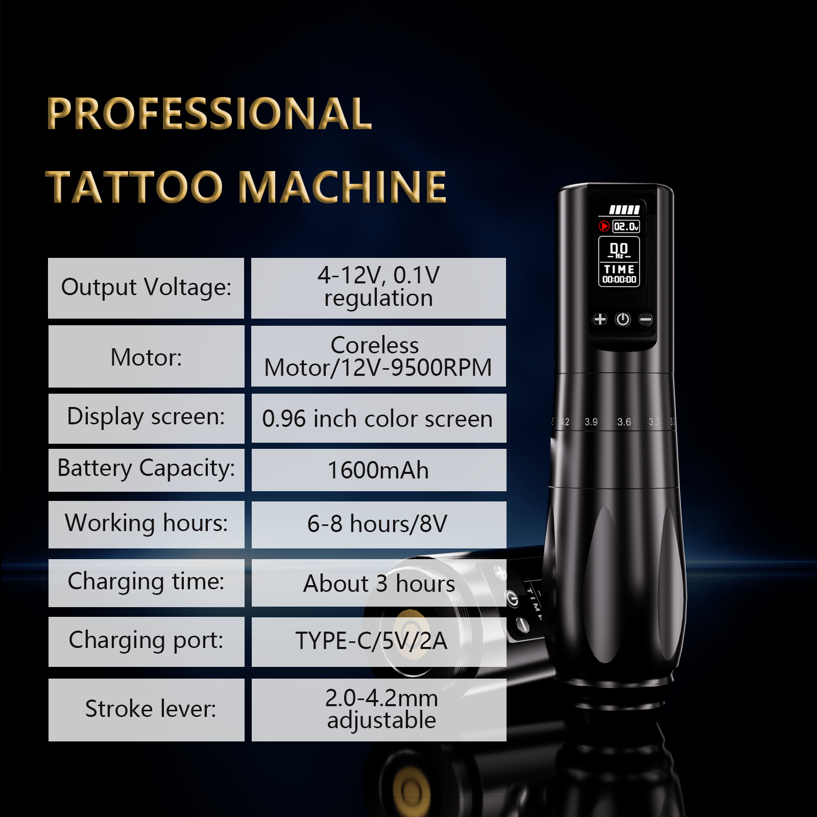 V77 Professional Tattoo Pen V77 Wireless Tattoo Pen for SMP | Adjustable Stroke & Frequency Control