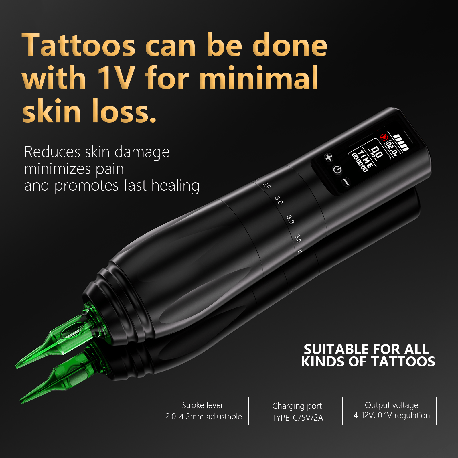 V77 Professional Tattoo Pen V77 Wireless Tattoo Pen for SMP | Adjustable Stroke & Frequency Control