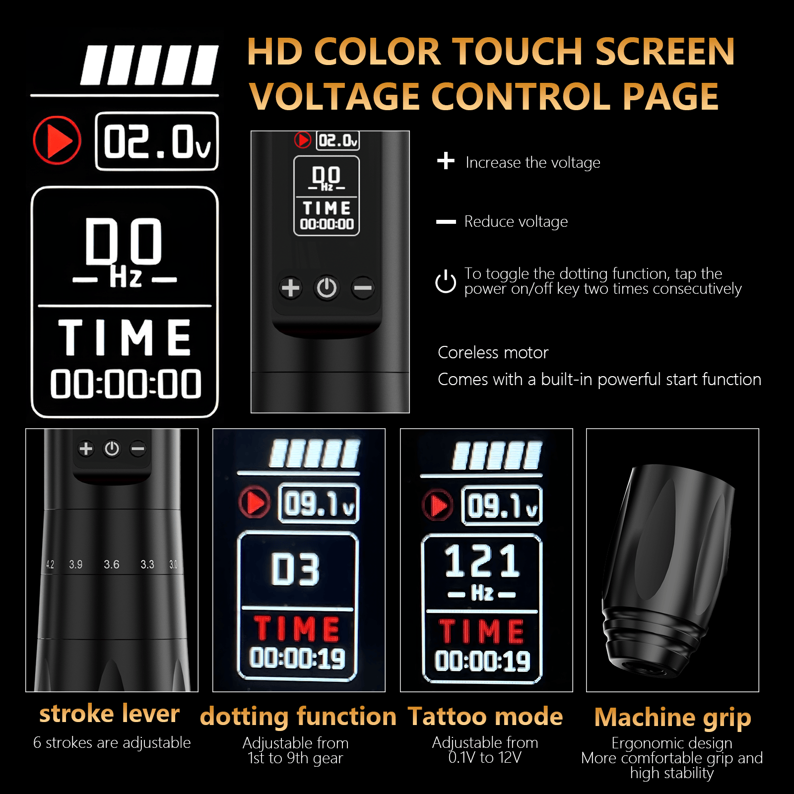 V77 Professional Tattoo Pen V77 Wireless Tattoo Pen for SMP | Adjustable Stroke & Frequency Control