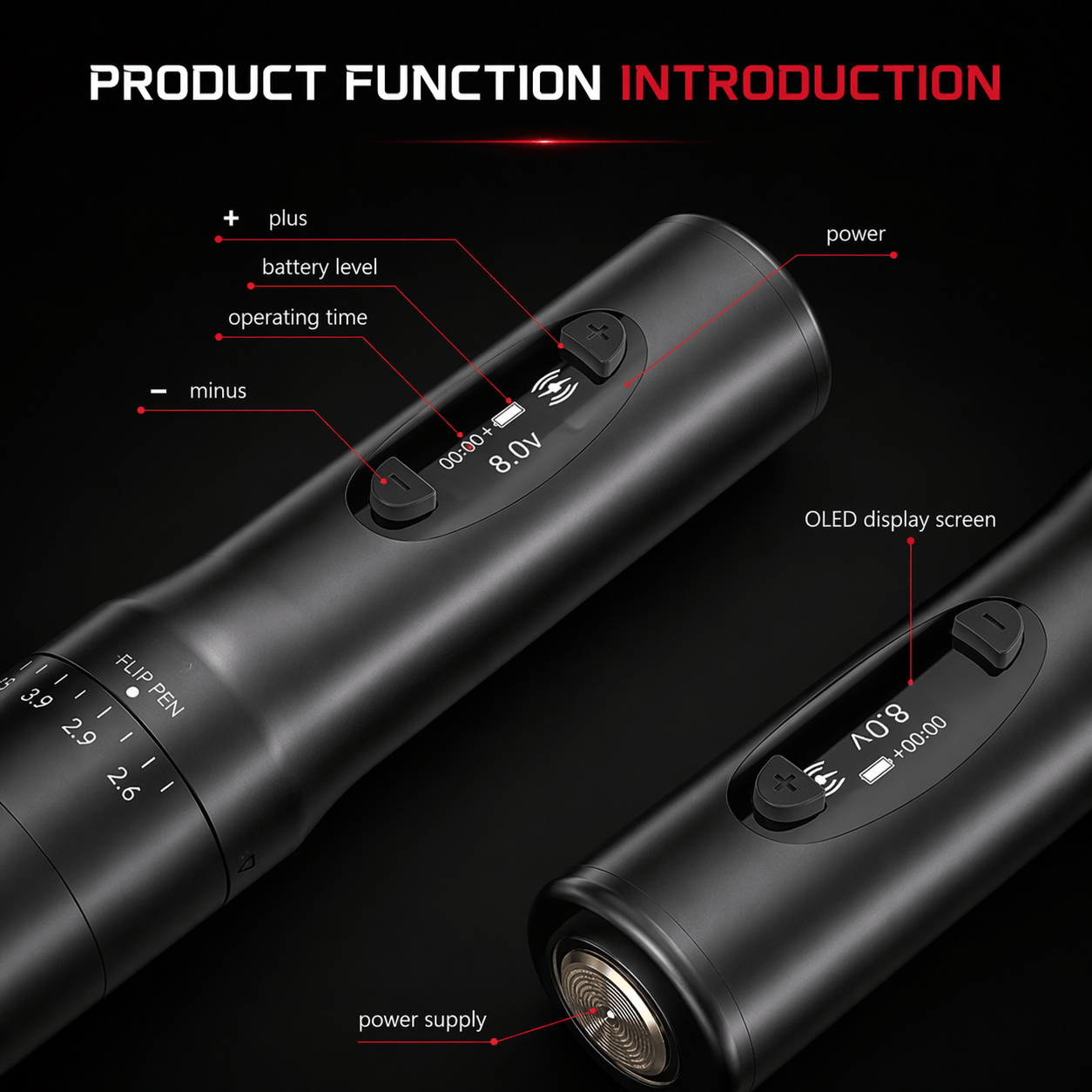 BRONC AURA Wireless Tattoo Pen – Ultra-Light 137g Adjustable Machine AURA Wireless Tattoo Pen 137g | Lightweight Adjustable Tattoo Machine