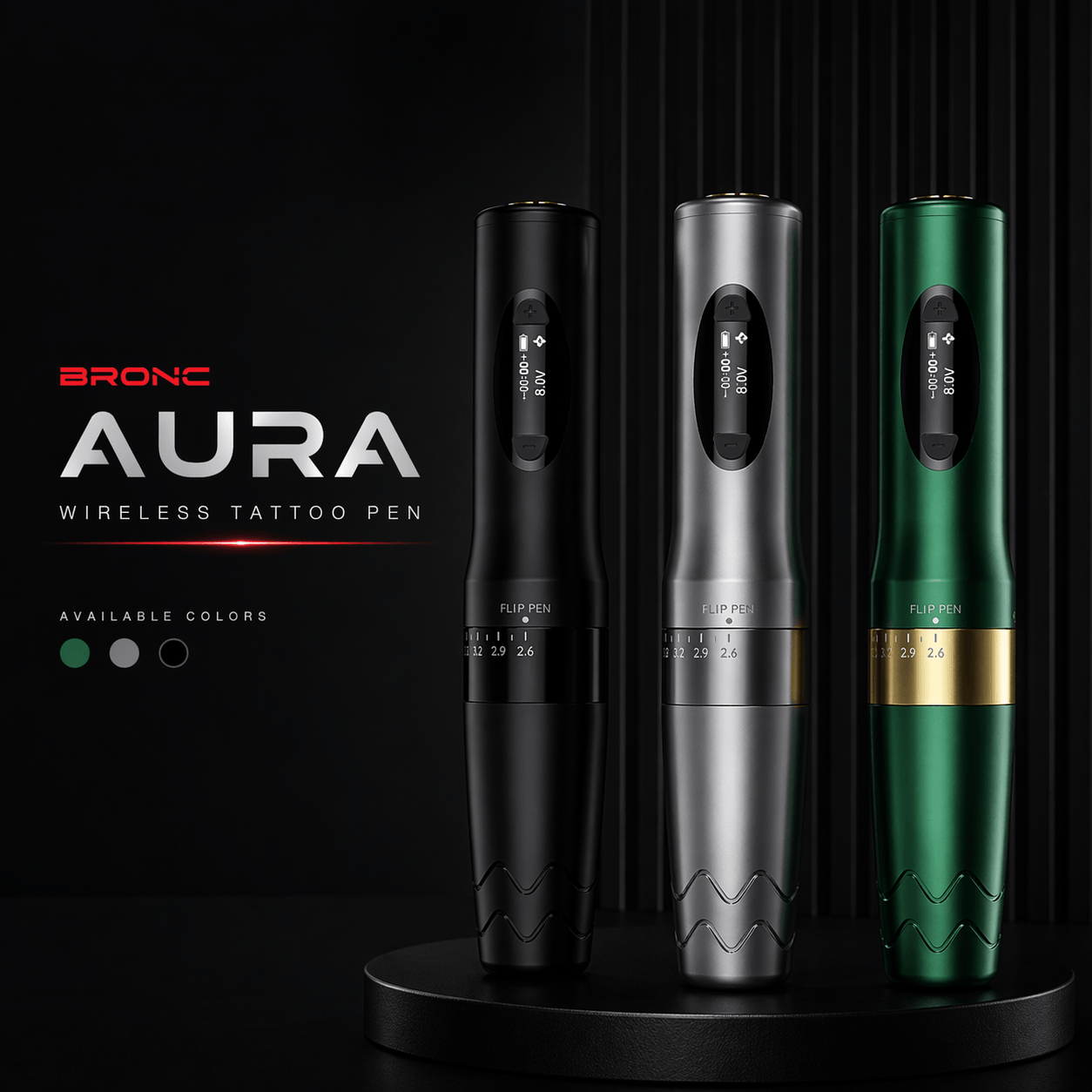 BRONC AURA Wireless Tattoo Pen – Ultra-Light 137g Adjustable Machine AURA Wireless Tattoo Pen 137g | Lightweight Adjustable Tattoo Machine