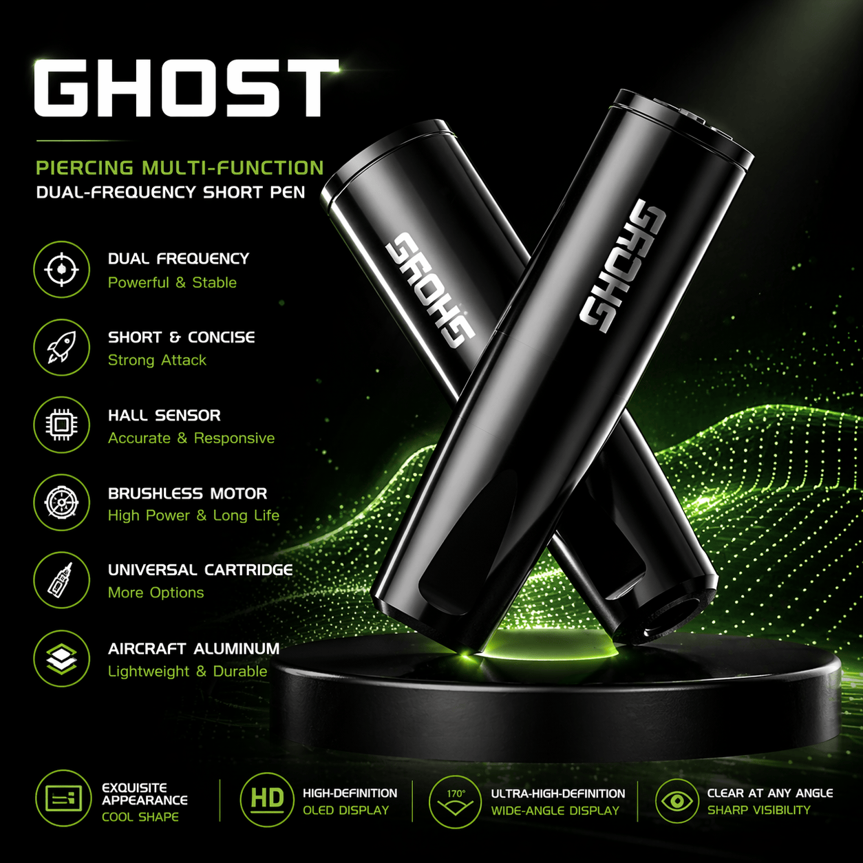 BRONC Tattoo Pen Machine GHOST SMP Wireless GHOST SMP Wireless Tattoo Pen for Scalp Micropigmentation and Detail Work