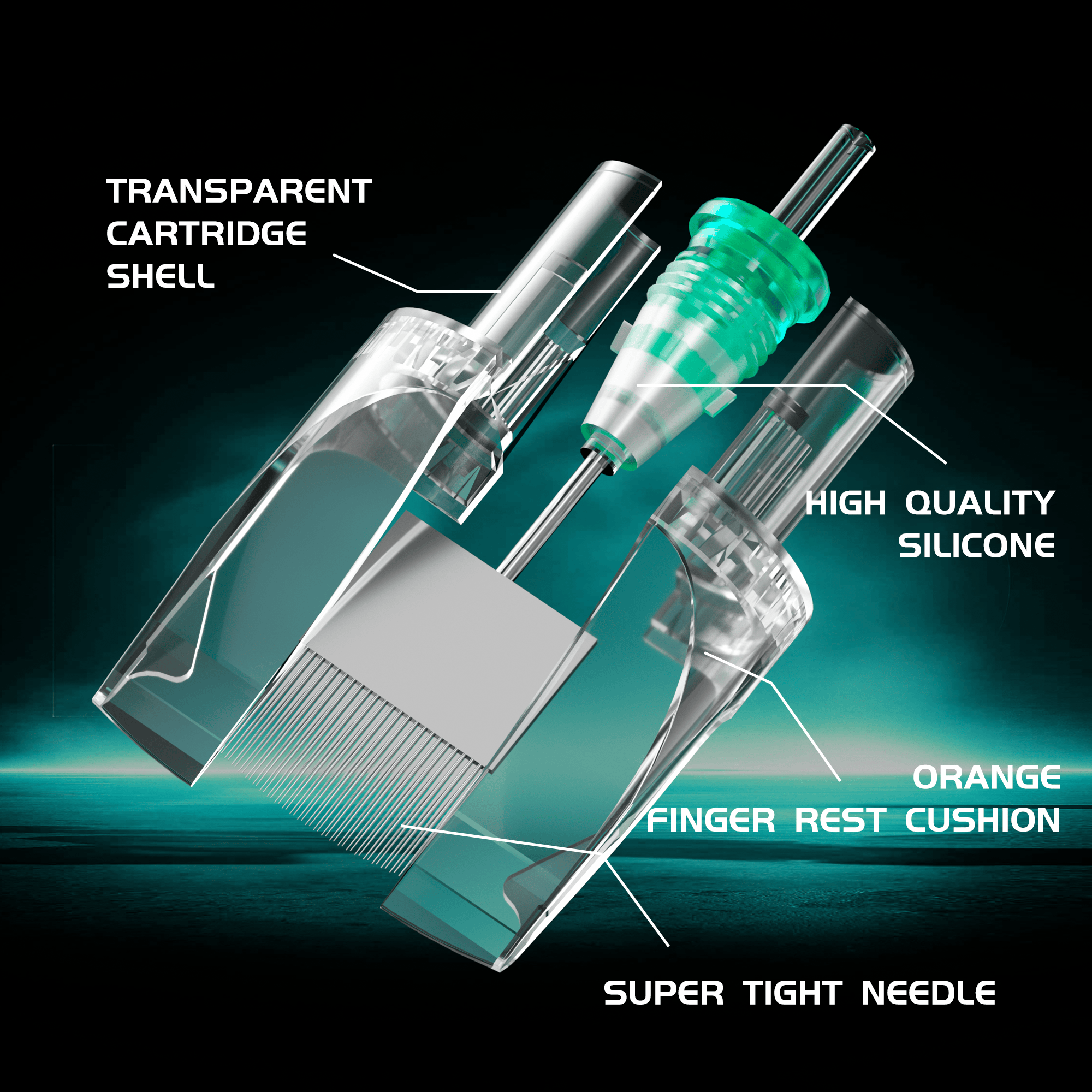 BIG WASP Tattoo Cartridge Large Transparent Needles - Magnums Tattoo Needles Professional BIG WASP Tattoo Cartridges Large Transparent Needles
