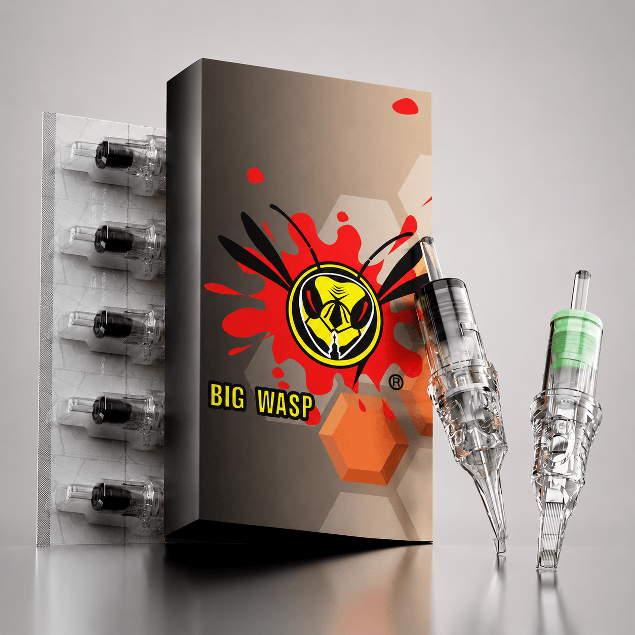 BIG WASP Cartridges Transparent & Textured Needles-Magnums 20pcs BIG WASP Magnum Tattoo Cartridges Transparent Textured 20PCS