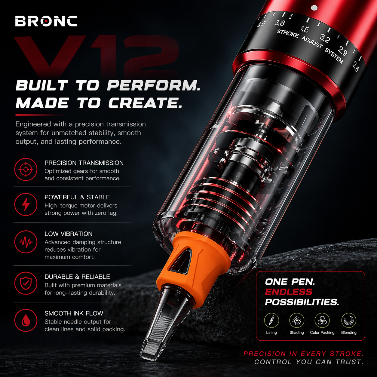 Bronc wireless tattoo machine