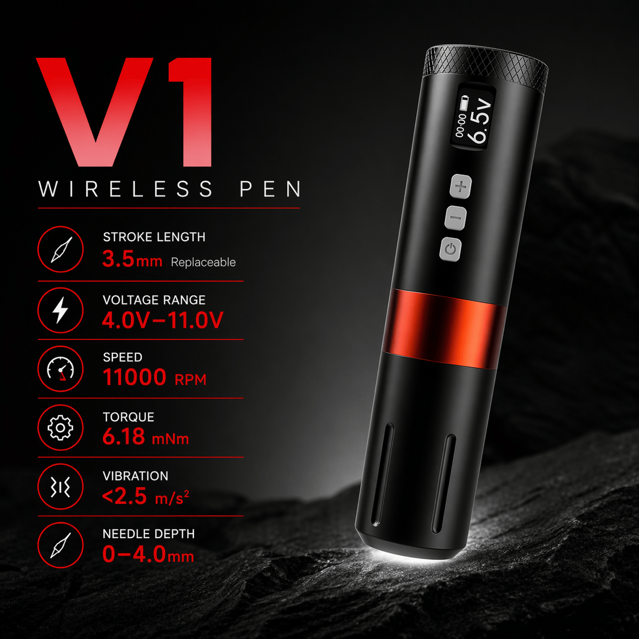 BRONC V1 Wireless Tattoo Pen Replaceable Stroke BRONC V1 Wireless Tattoo Pen Replaceable Stroke Professional Machine