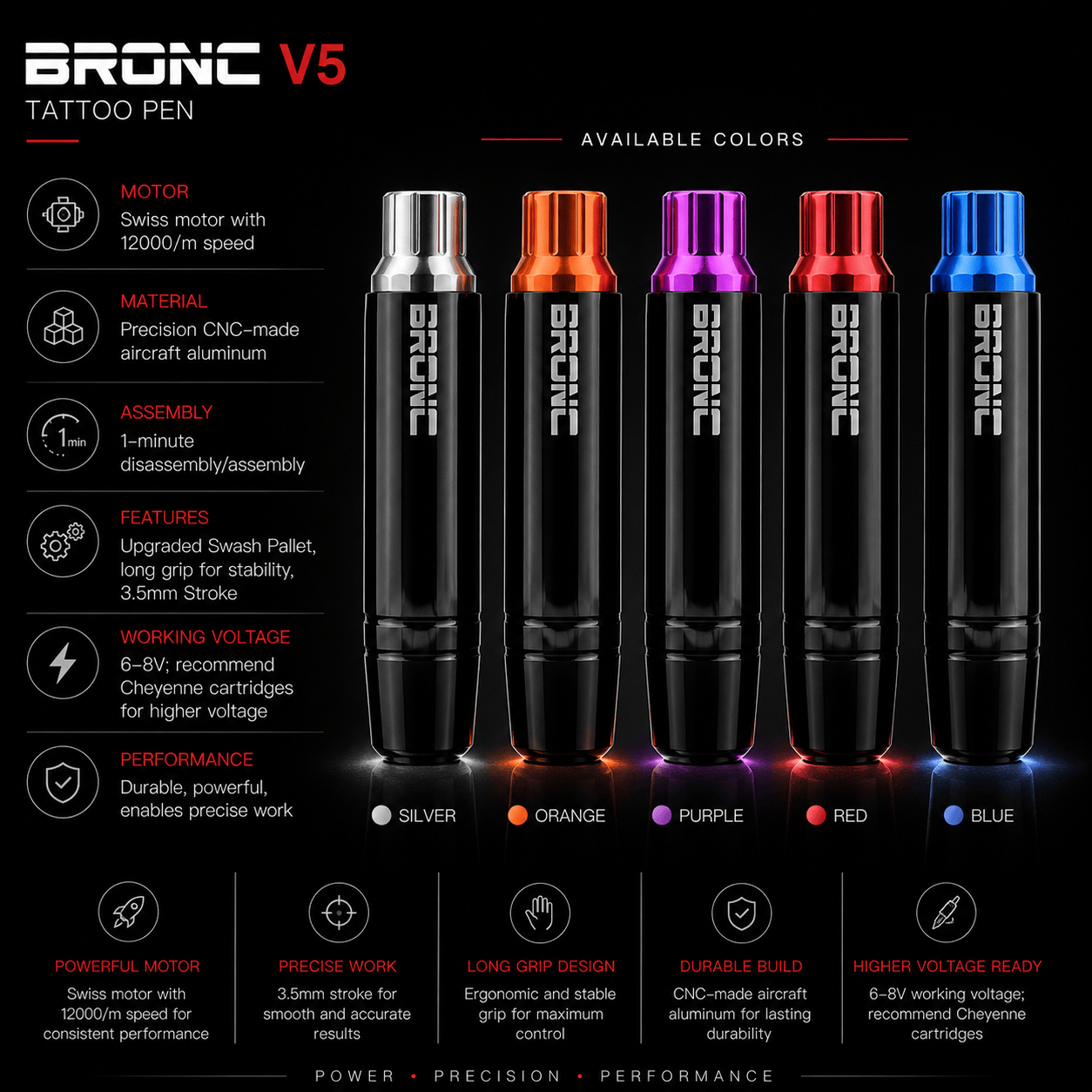 Bronc Tattoo Pen V5 Tattoo Pen Machines BRONC V5