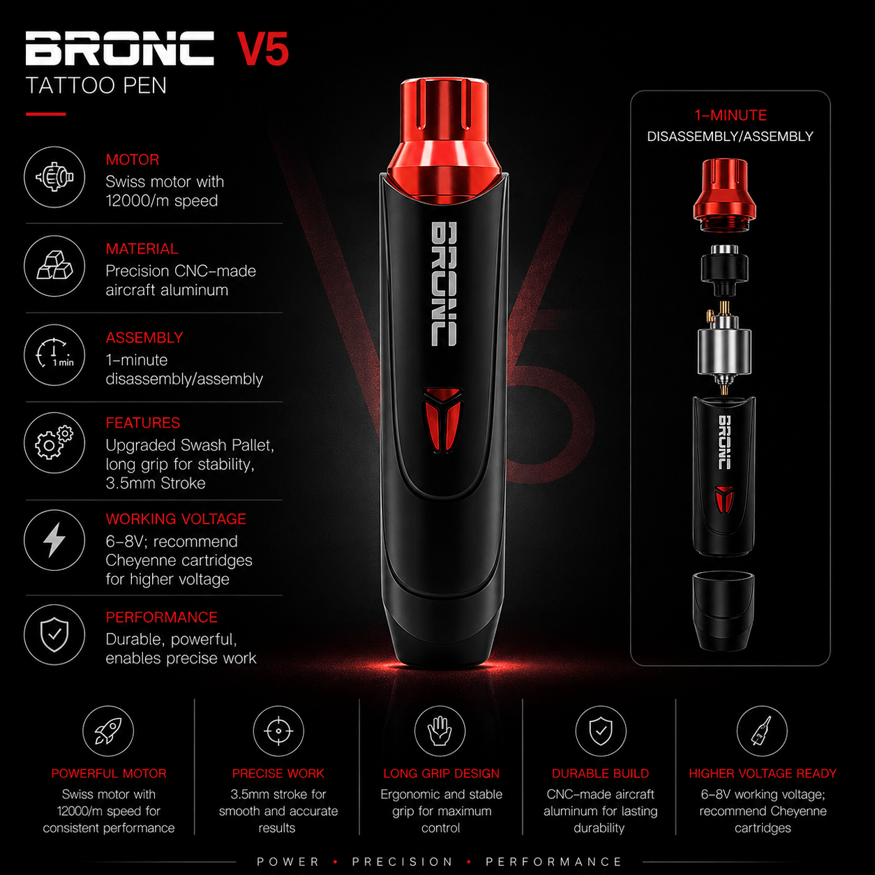 Bronc Tattoo Pen V5 Tattoo Pen Machines BRONC V5