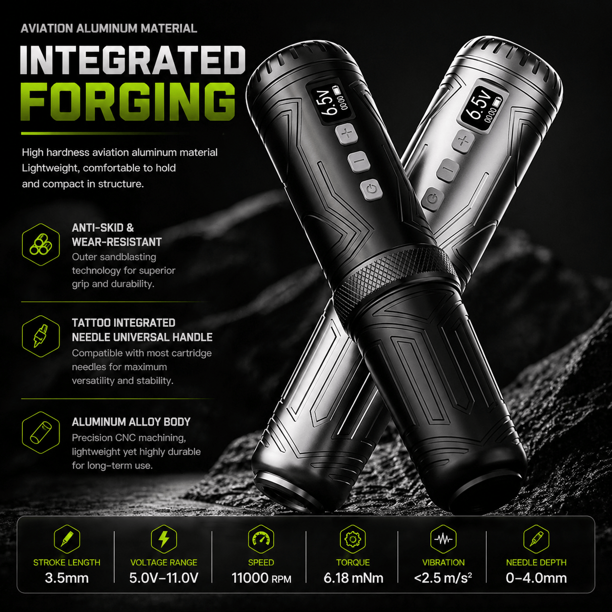 BRONC Wireless Tattoo Pen 3.5mm Stroke Balanced Machine BRONC Wireless Tattoo Pen 3.5mm Stroke Balanced Performance Machine