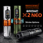 Bronc X2 Neo vape device with different color options on a dark background