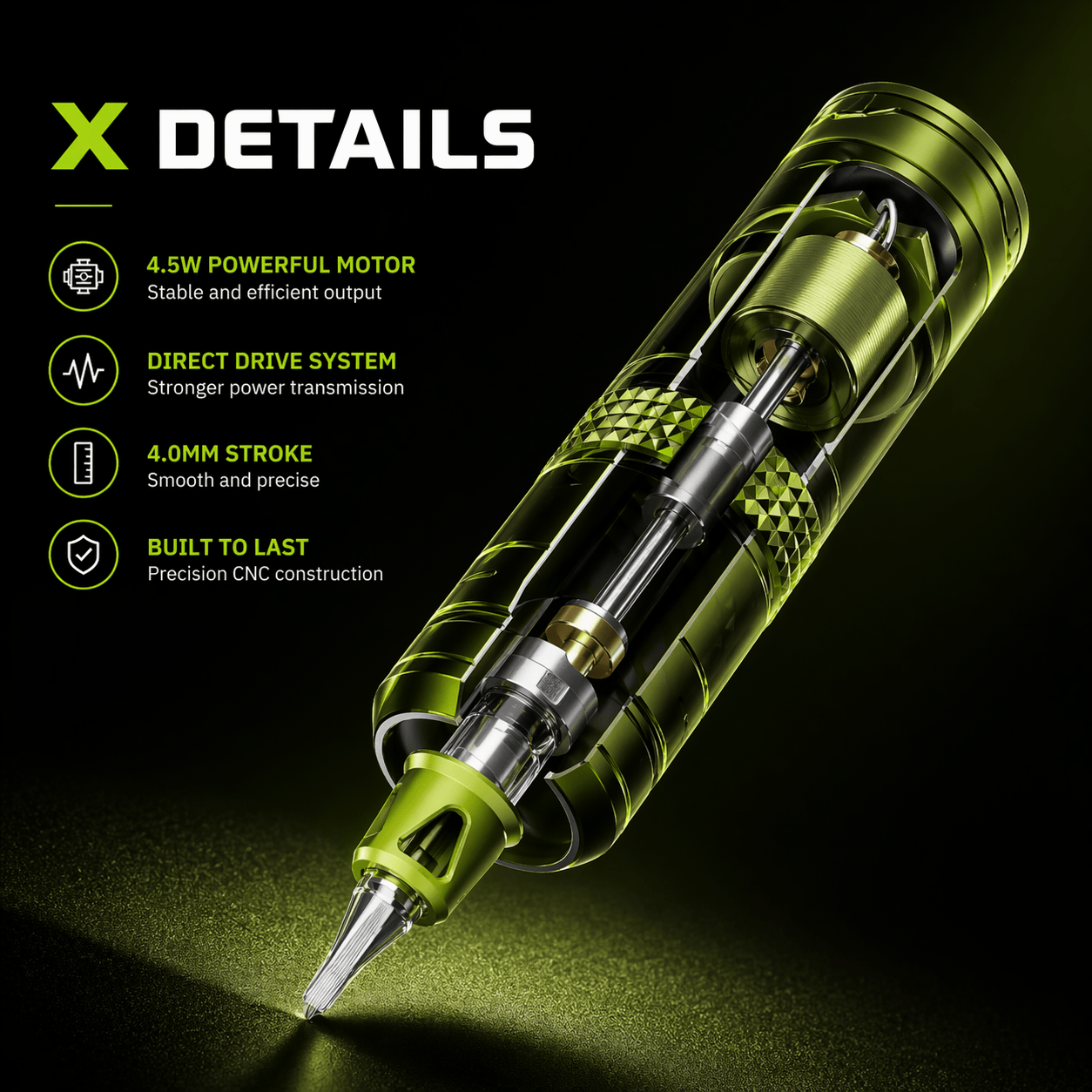 BRONC X Wireless Tattoo Pen BRONC X Wireless Short Tattoo Pen Compact 4.0mm Stroke Machine