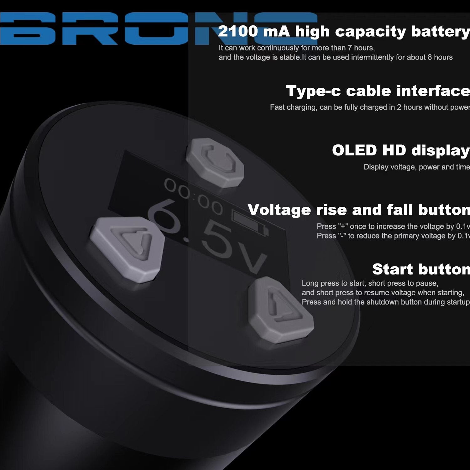 2023 BRONC Max V12 Adjustable Wireless Pen - BRONC TATTOO SUPPLY