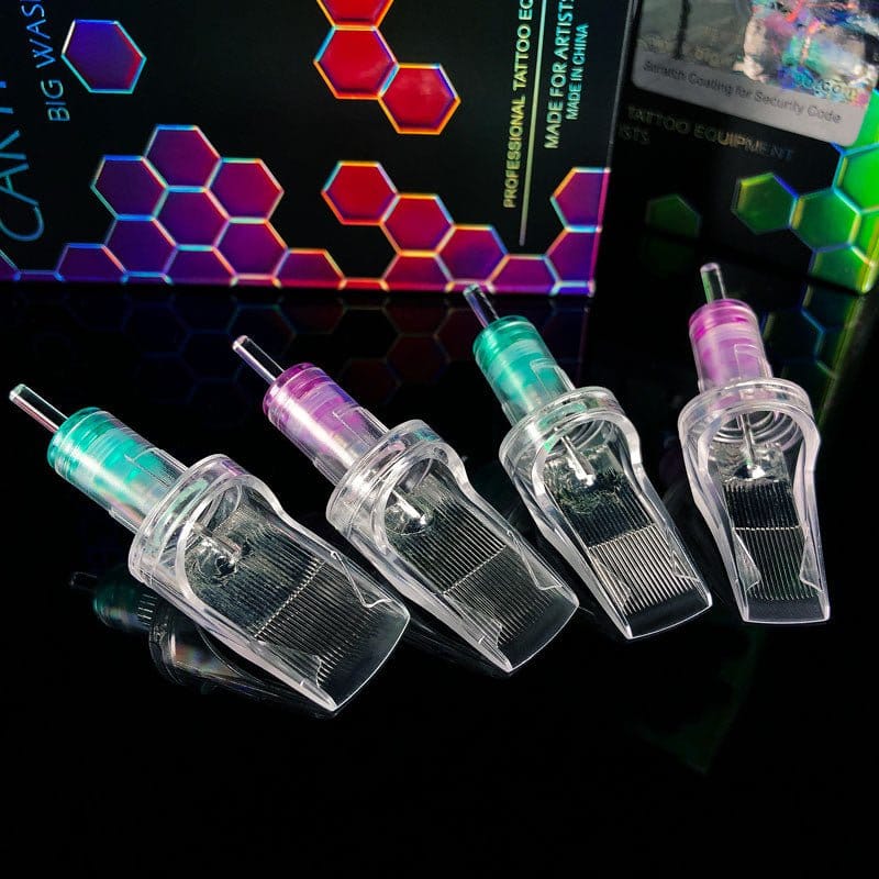 BIG WASP Tattoo Cartridge Large Transparent Needles Curve Magnums BIG WASP Tattoo Cartridges Large Transparent Needles Soft Edge Magnums - BRONC TATTOO SUPPLY