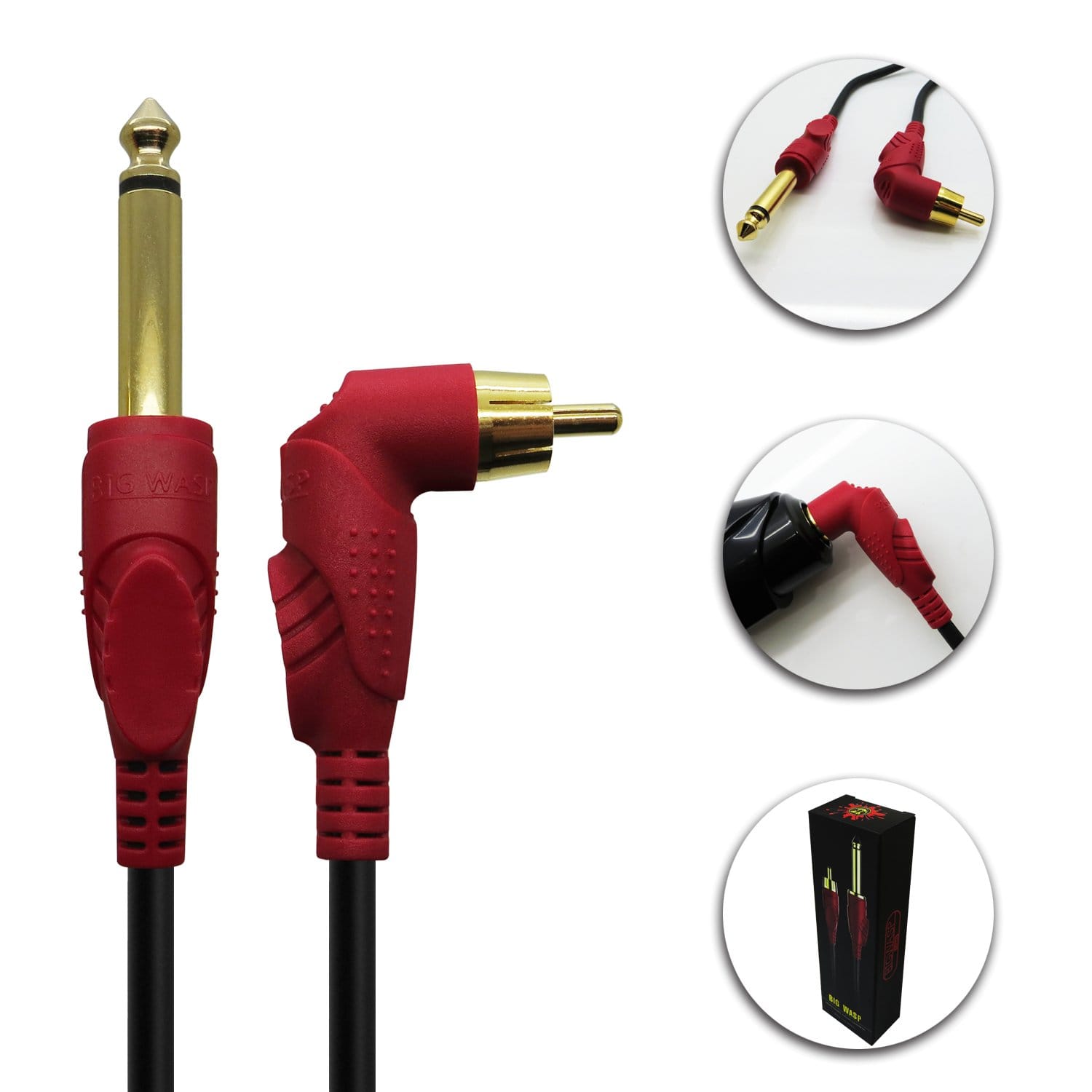 BIG WASP Tattoo Right Angel RCA Clip Cord BIG WASP Tattoo Right Angel RCA Clip Cord - BRONC TATTOO SUPPLY