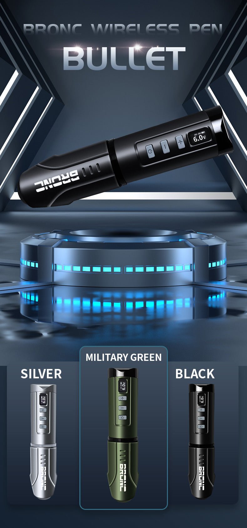 Bronc BULLET Wireless Tattoo Pen - BRONC TATTOO SUPPLY