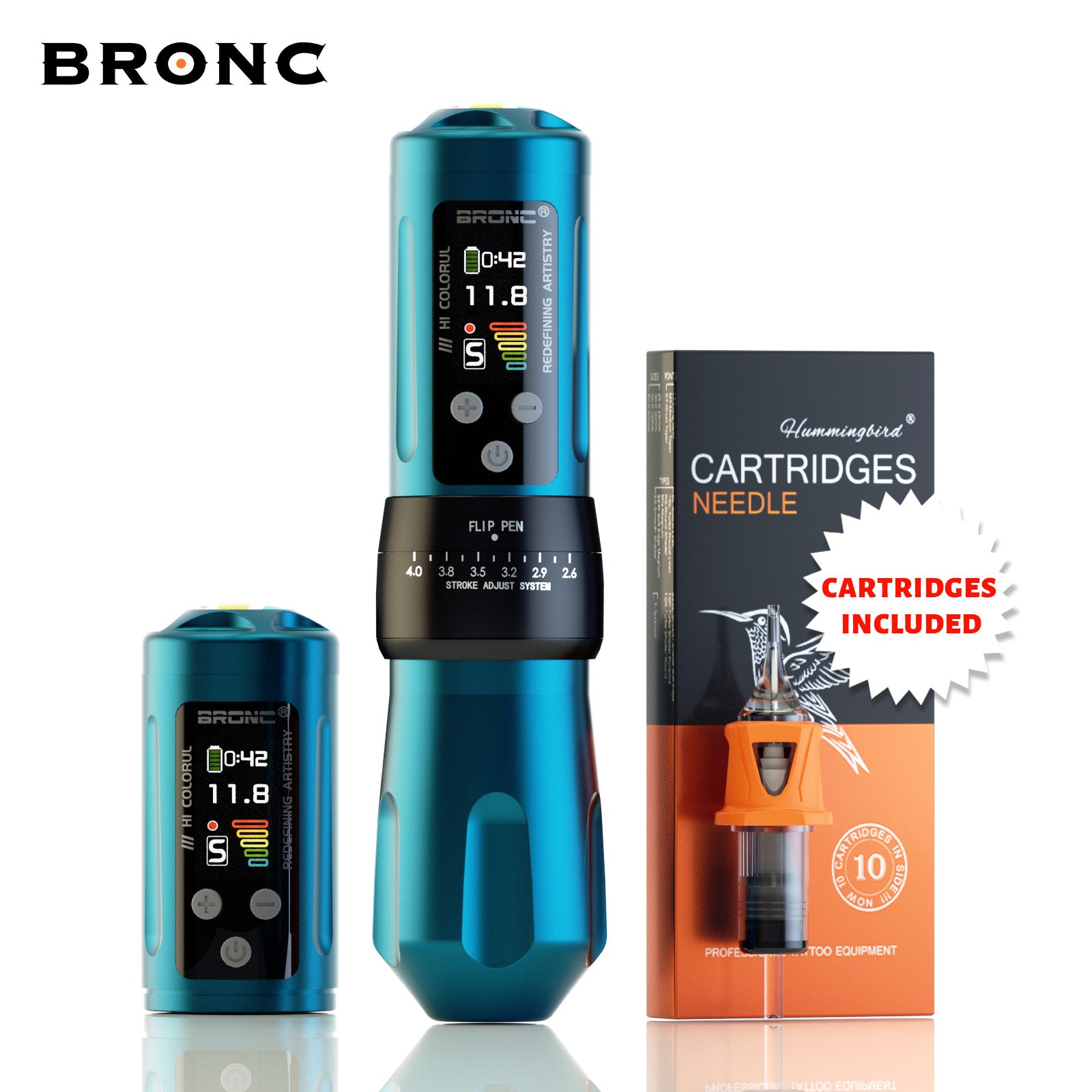 BRONC X2 Adjustable Wireless Tattoo Pen | Full Control & Long