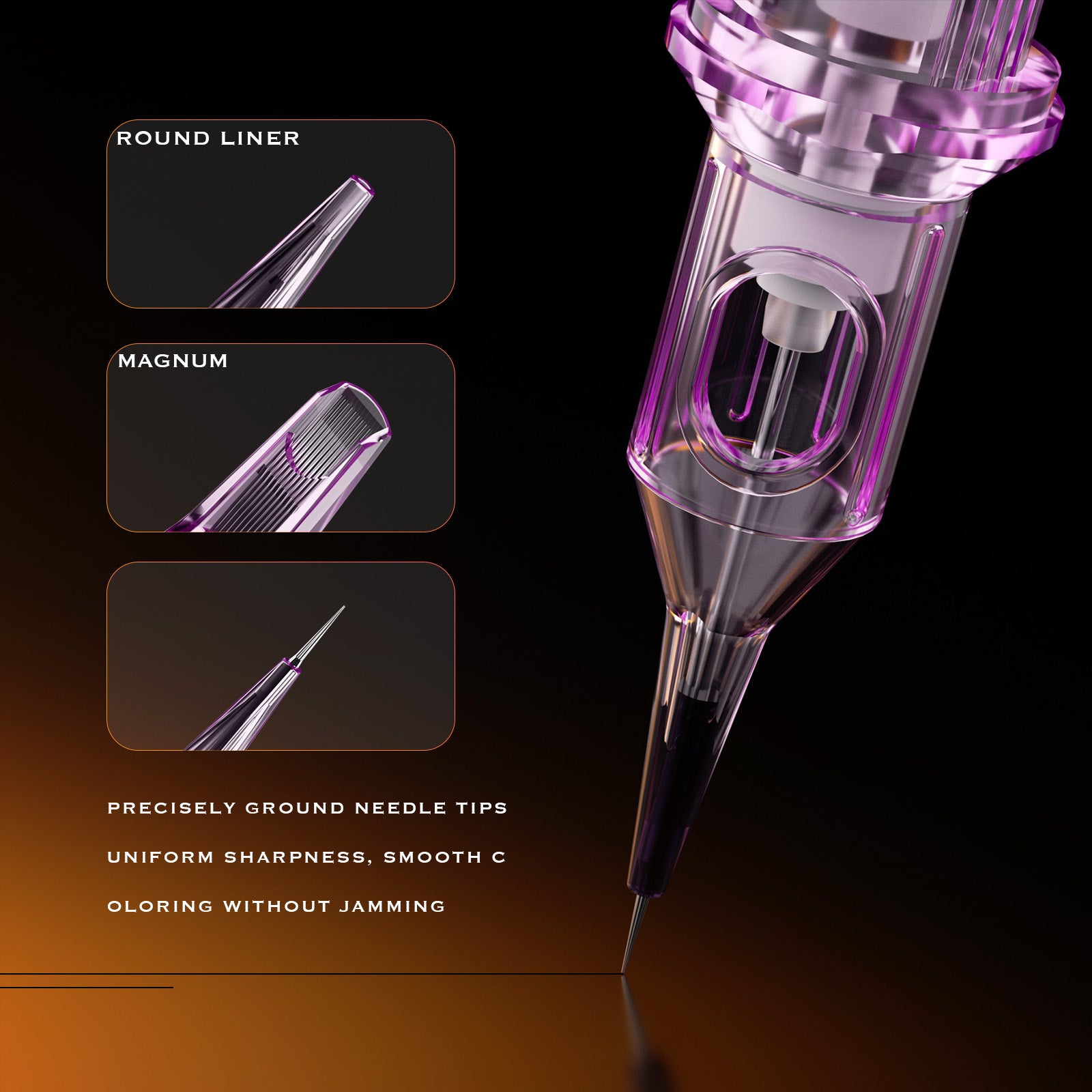 Bronc tattoo cartridges - Purple round liners, round shaders, magnums and curve magnums