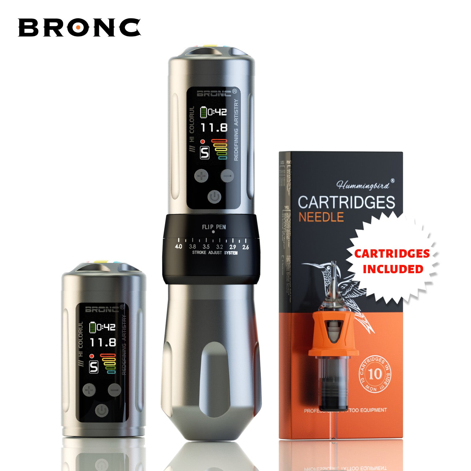 BRONC X2 NEO Wireless Tattoo Pen | Adjustable Stroke & Powerful