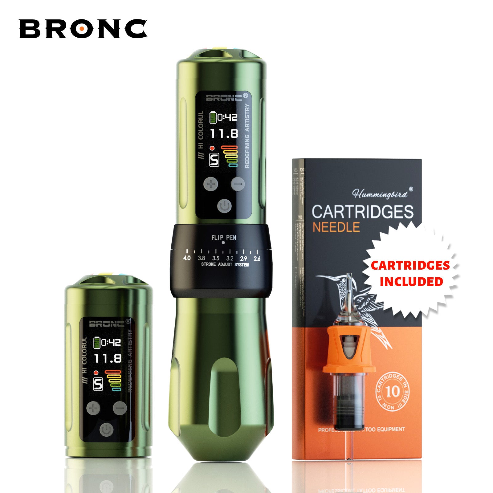 BRONC X2 Adjustable Wireless Tattoo Pen | Full Control & Long