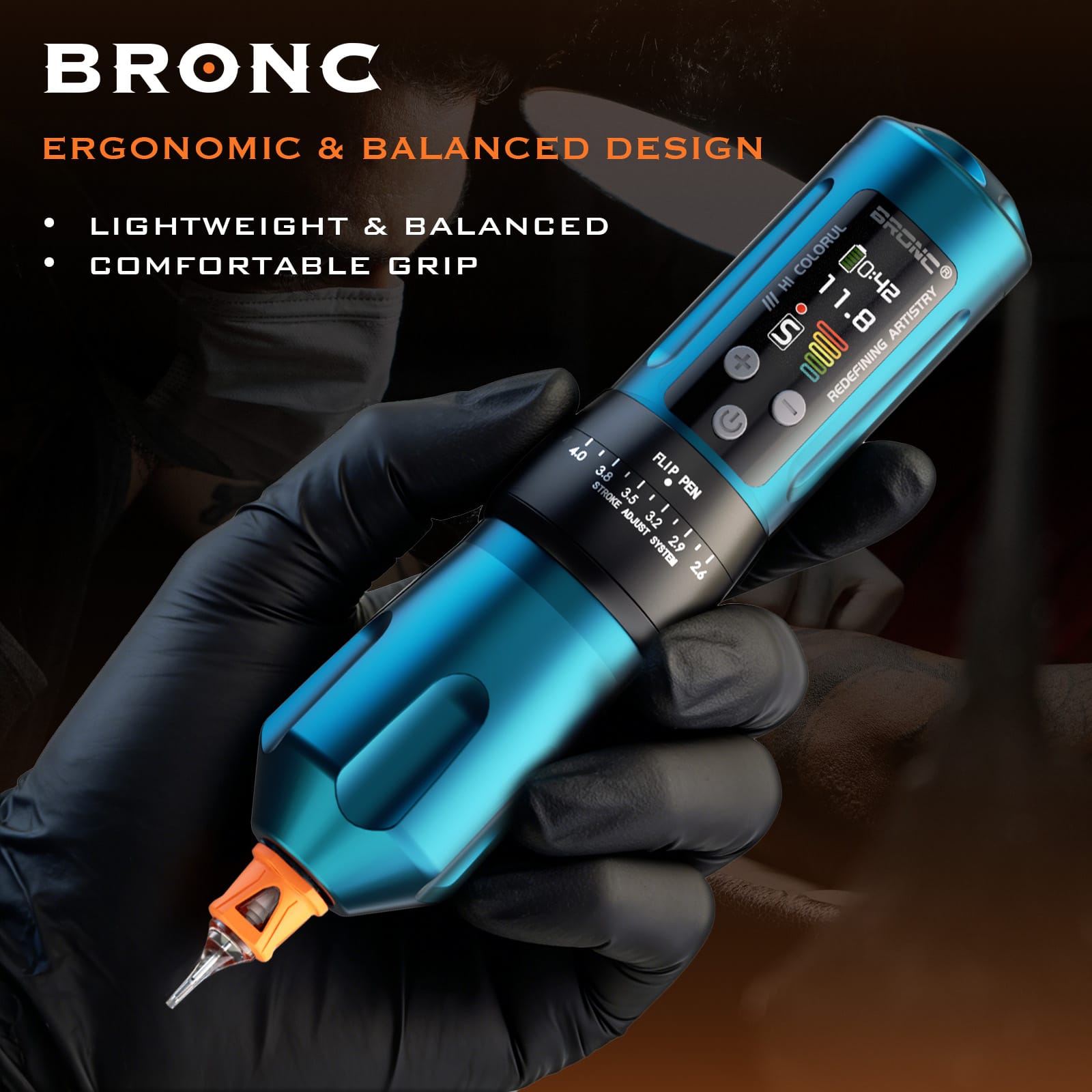 アートメイク　BRONC BRONC X2 Adjustable Wireless Tattoo Pen | Full Control & Long