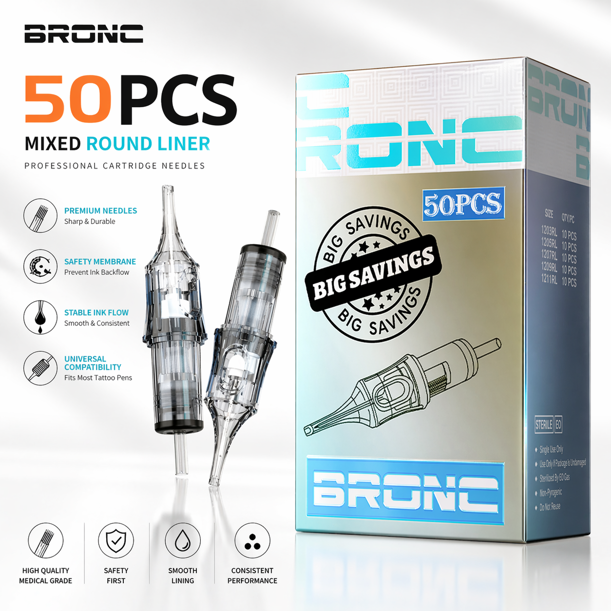 Bronc tattoo cartridges