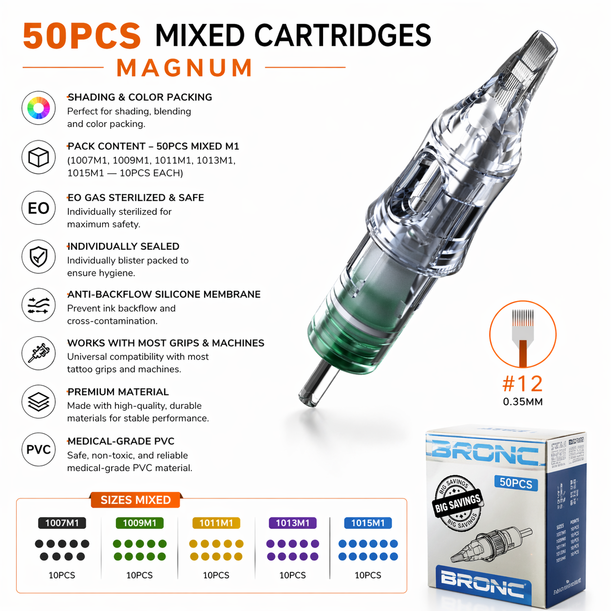 Bronc tattoo cartridges