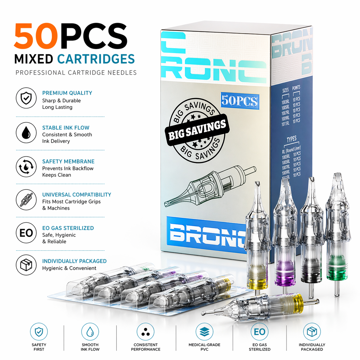 Bronc tattoo cartridges