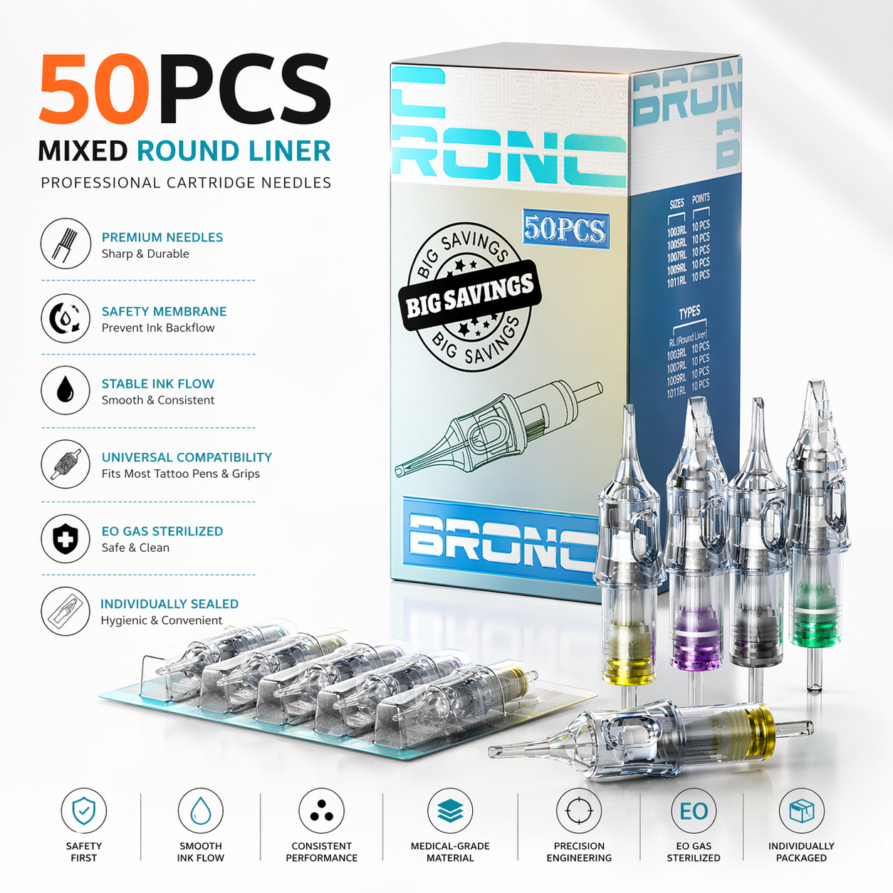 Bronc tattoo cartridges