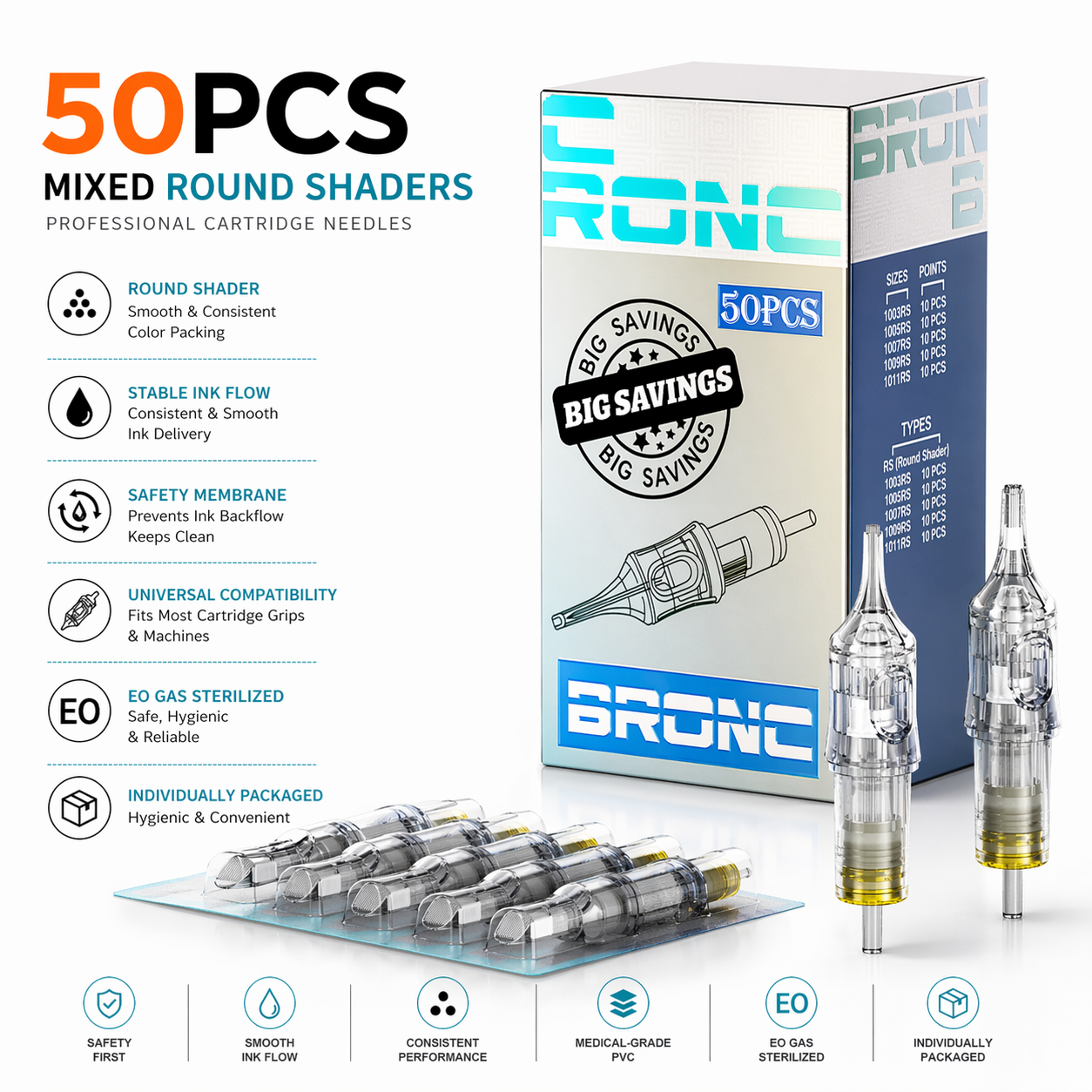 Bronc tattoo cartridges