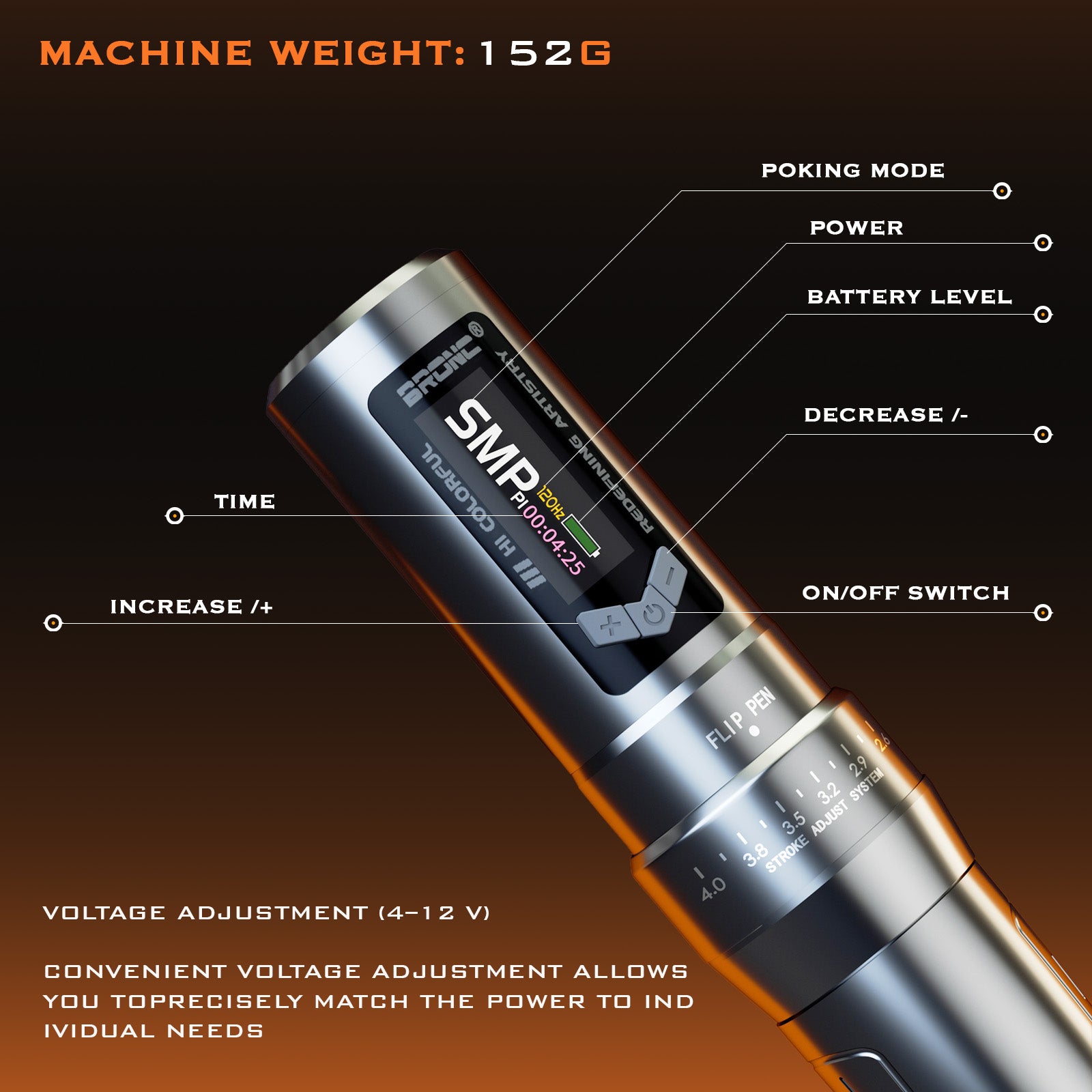 SIREN Wireless Tattoo Pen for SMP | Adjustable Stroke