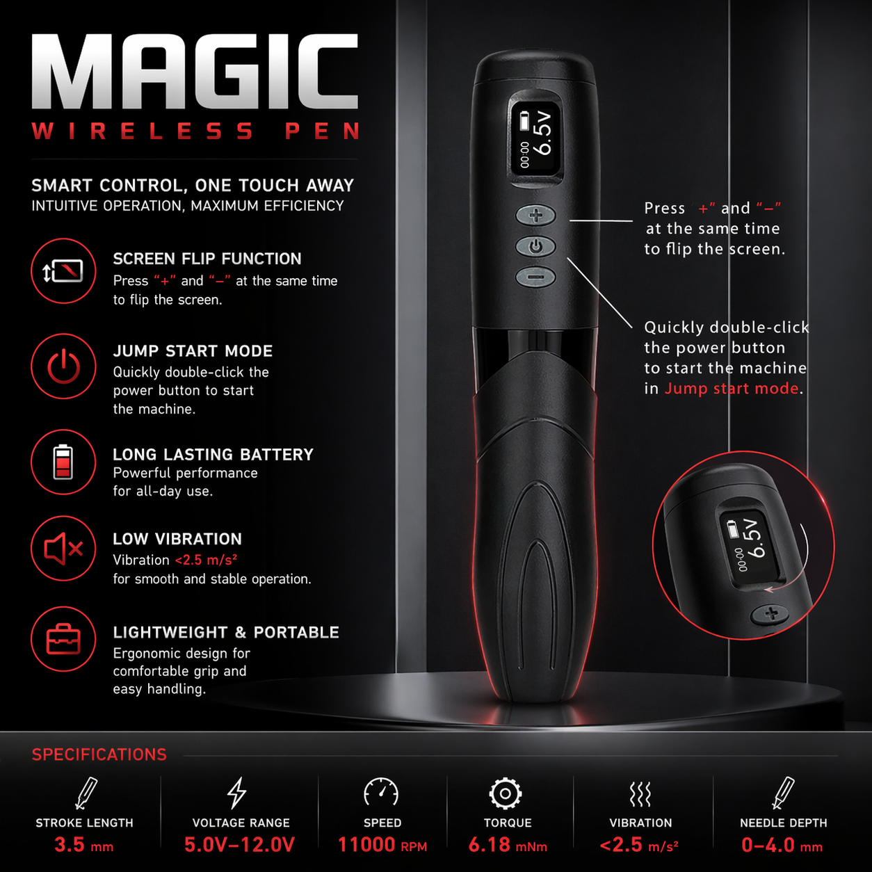 Bronc V1 wireless tattoo pen