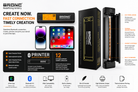 Brone printer packaging with features and specifications on a white background