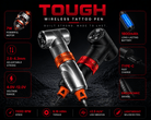 BRONC Tattoo Machine TOUGH Adjustable Wireless Pen TOUGH Wireless Tattoo Pen Adjustable Stroke Long Battery Professional Machine