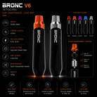 V6 Tattoo Pen Easy Maintenance Long Grip BRONC V6 Tattoo Pen Easy Maintenance Long Grip Japan Motor Machine