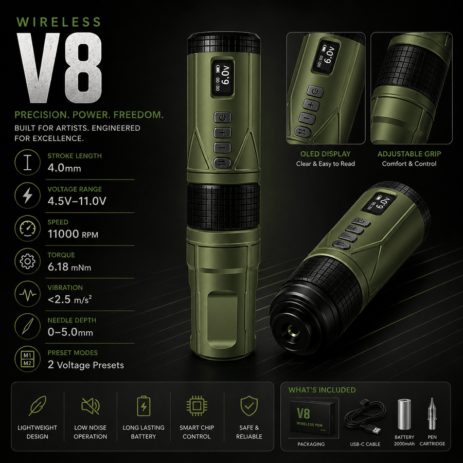 BRONC V8 Wireless Tattoo Pen 4.0mm Stroke